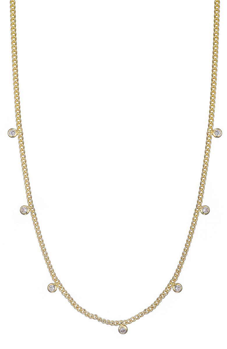 Adornia 14K Gold Plated Cubic Zirconia Droplet Necklace, Main, color, Gold