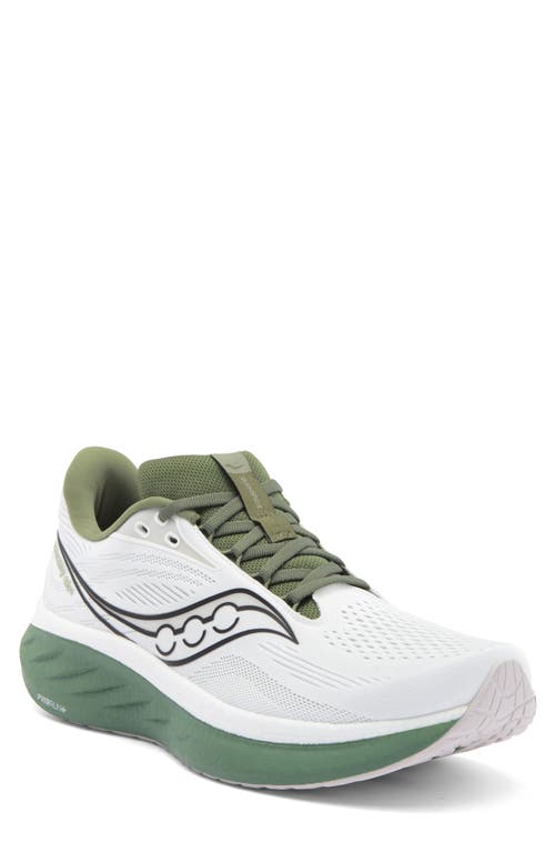 Saucony Ride 18 Running Shoe In White/olivine