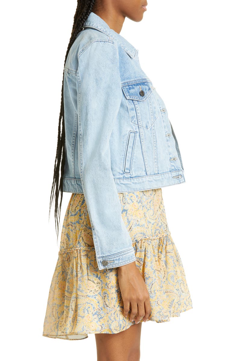 Veronica Beard Cara Crop Denim Jacket, Alternate, color, 
