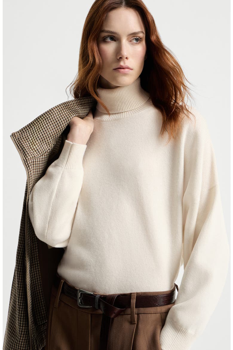 Cashmere turtleneck sweater, Alternate, color, Butter