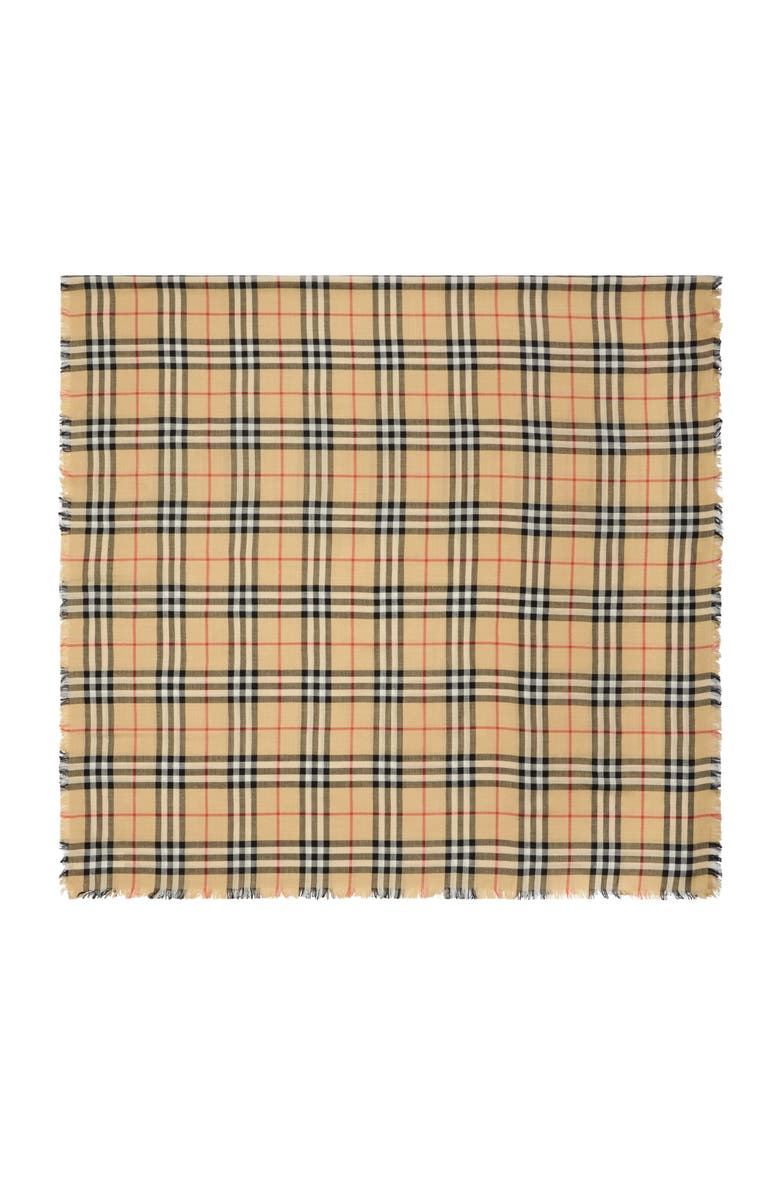 Burberry Check Cashmere Silk Scarf, Main, color, Sand