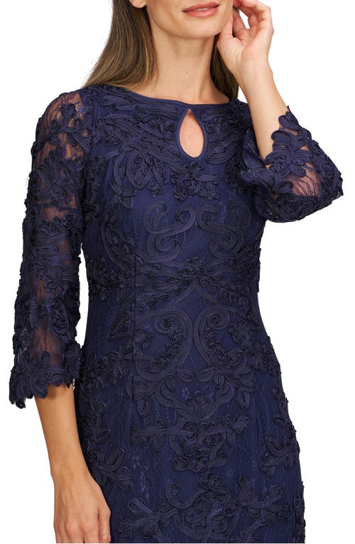 Js Collections Perla Soutache Sheath Dress In Navy