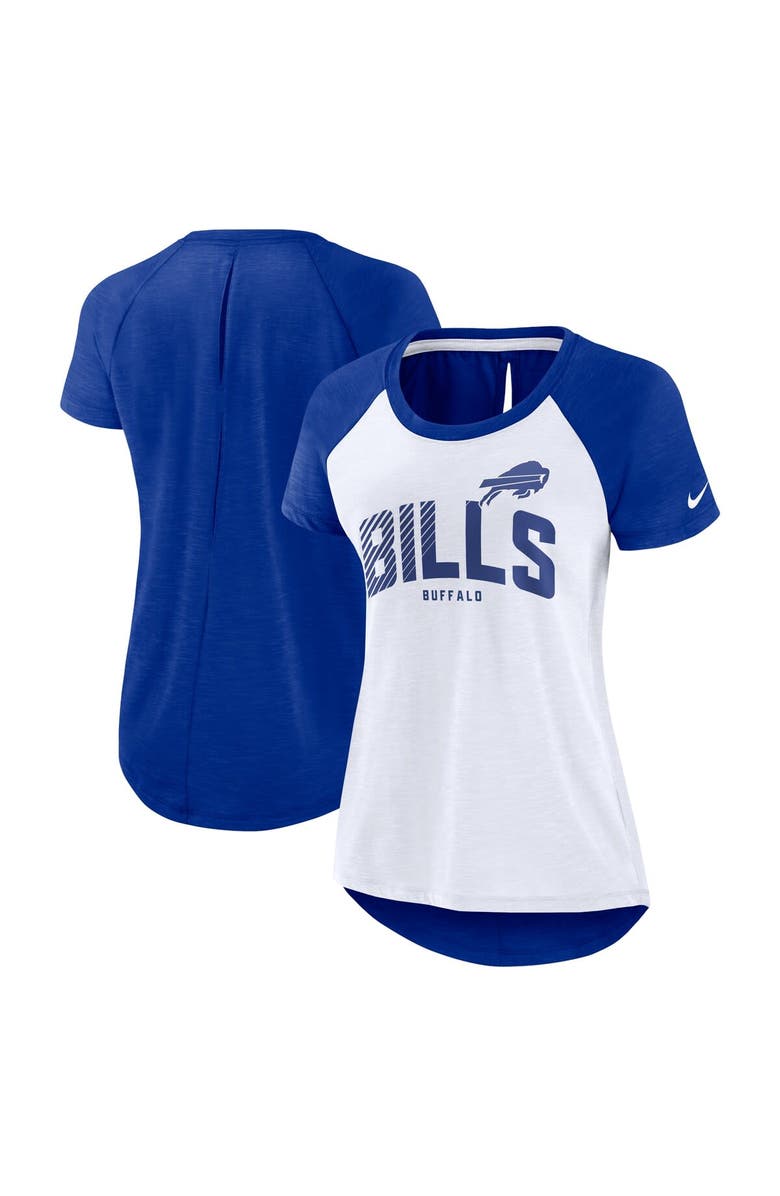 Nike Women's Nike White/Heather Scarlet Buffalo Bills Back Slit Lightweight Fashion T-Shirt, Main, color, 