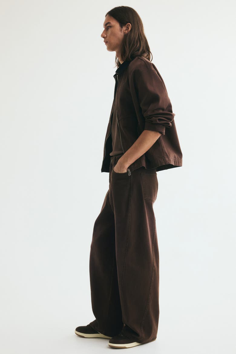 Loose-Fit Wide-Leg Twisted-Seam Jeans, Alternate, color, Dark brown