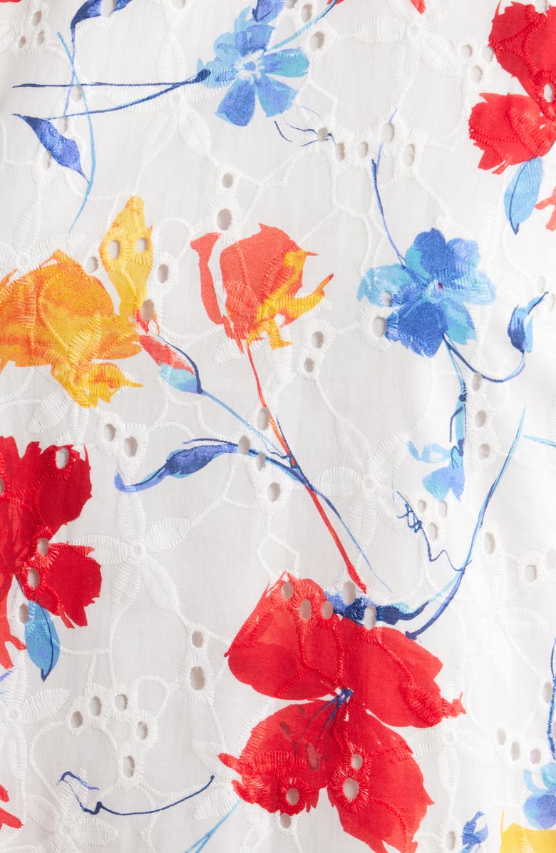 Anne Klein Floral Embroidered Eyelet Sleeveless Cotton Shift Dress |  Nordstromrack