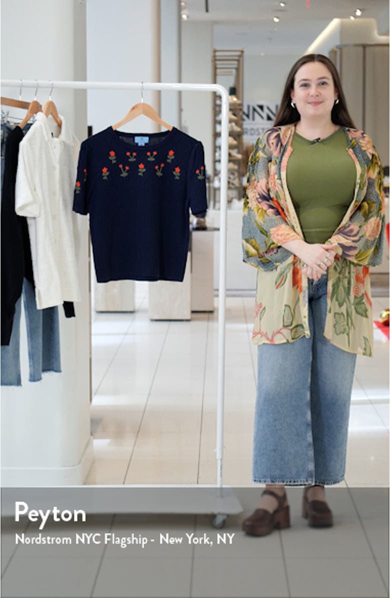 Cotton Embroidered Short Sleeve Sweater, sales video thumbnail