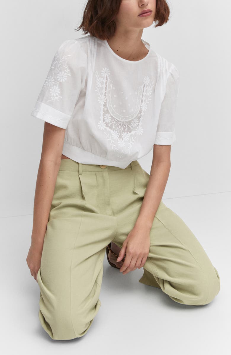 MANGO Pleated Straight Leg Trousers, Alternate, color, 