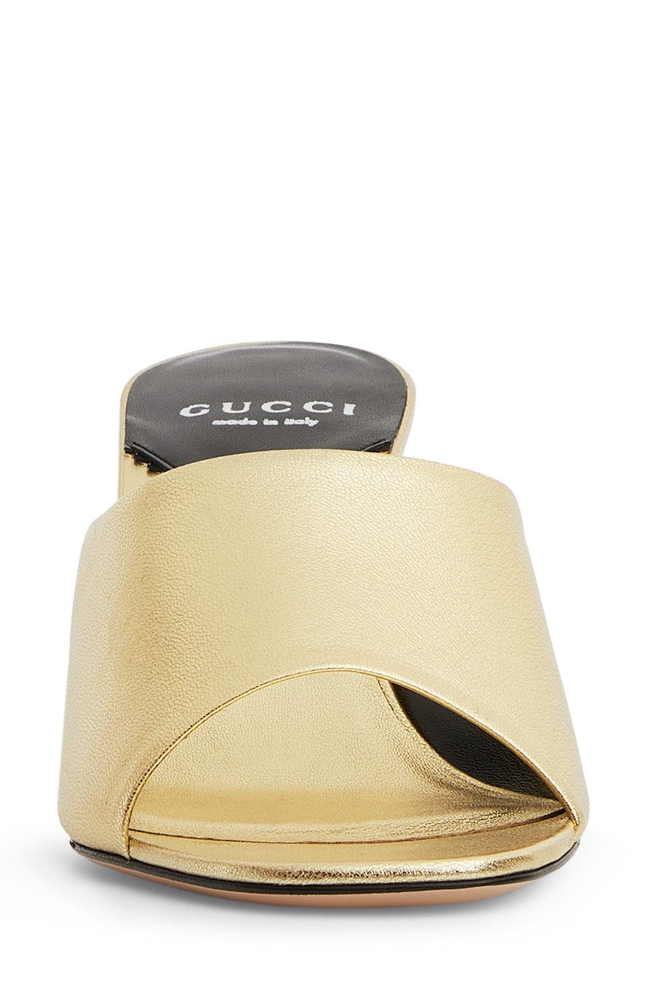 Gucci Bella GG Heel Slide Sandal, Alternate, color, Gold Eggplant