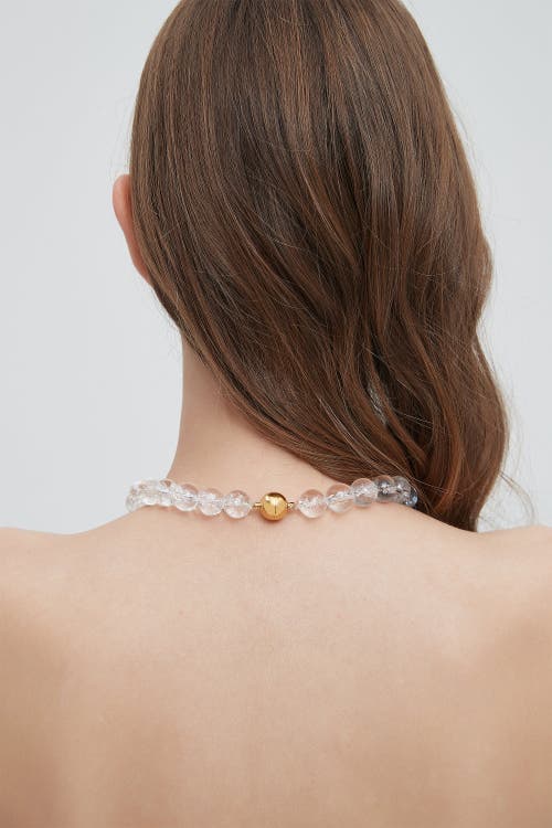 Classicharms Frostnova Azeztulite Clear Phantom Large Crystal Sphere Necklace-14mm In Gold