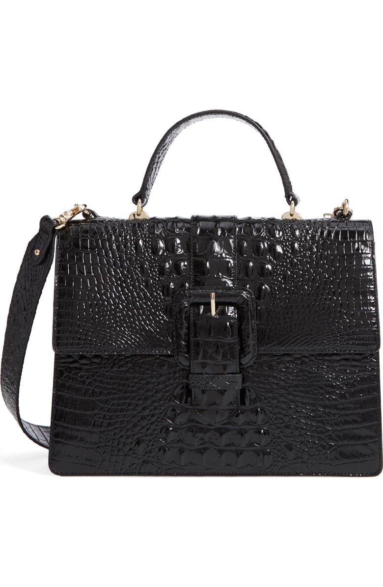 Brahmin Medium Francine Croc Embossed Leather Satchel, Main, color,