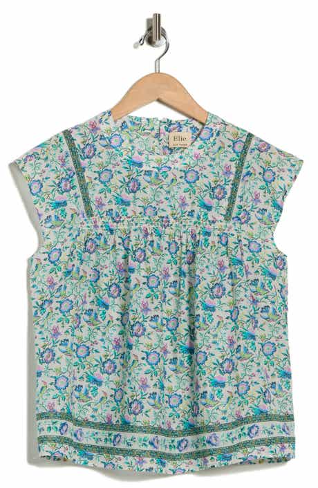 ELIE ELIE TAHARI Crewneck Cap Sleeve Top