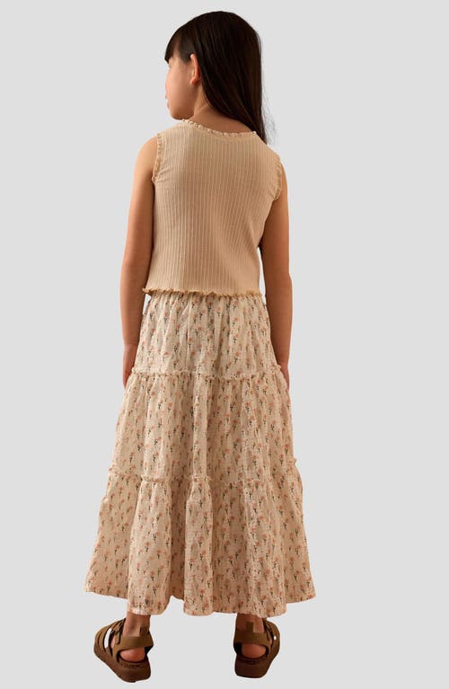 Next Kids' Rib Knit Tank & Floral Maxi Skirt Set In Neutral