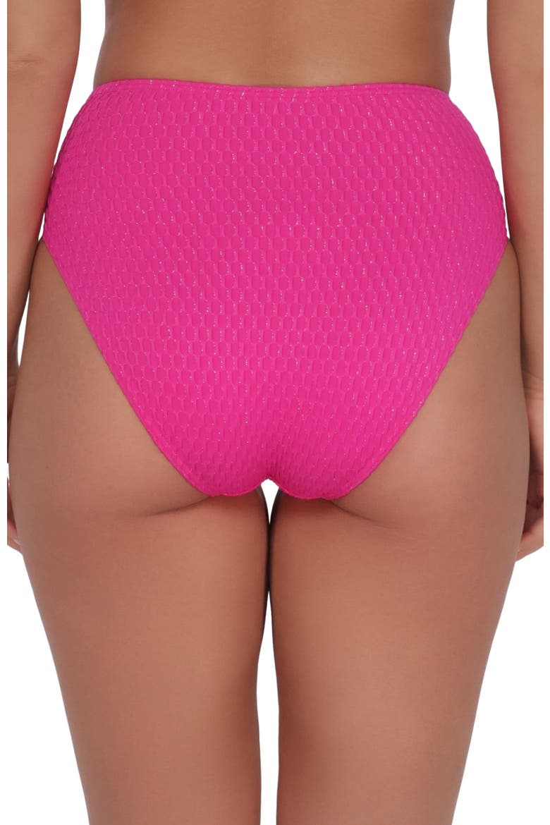 Astrid High Waist Bikini Swim Bottoms, Alternate, color, PINK DIAMOND LUREX