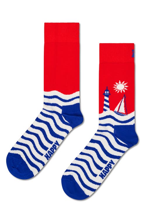 Happy Socks Smooth Sailing 3-pack Assorted Crew Socks Gift Set In Blue
