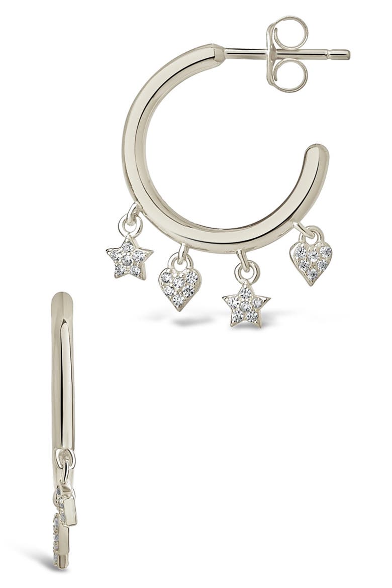 Sterling Silver Celeste Hoop Earrings, Main, color, SILVER