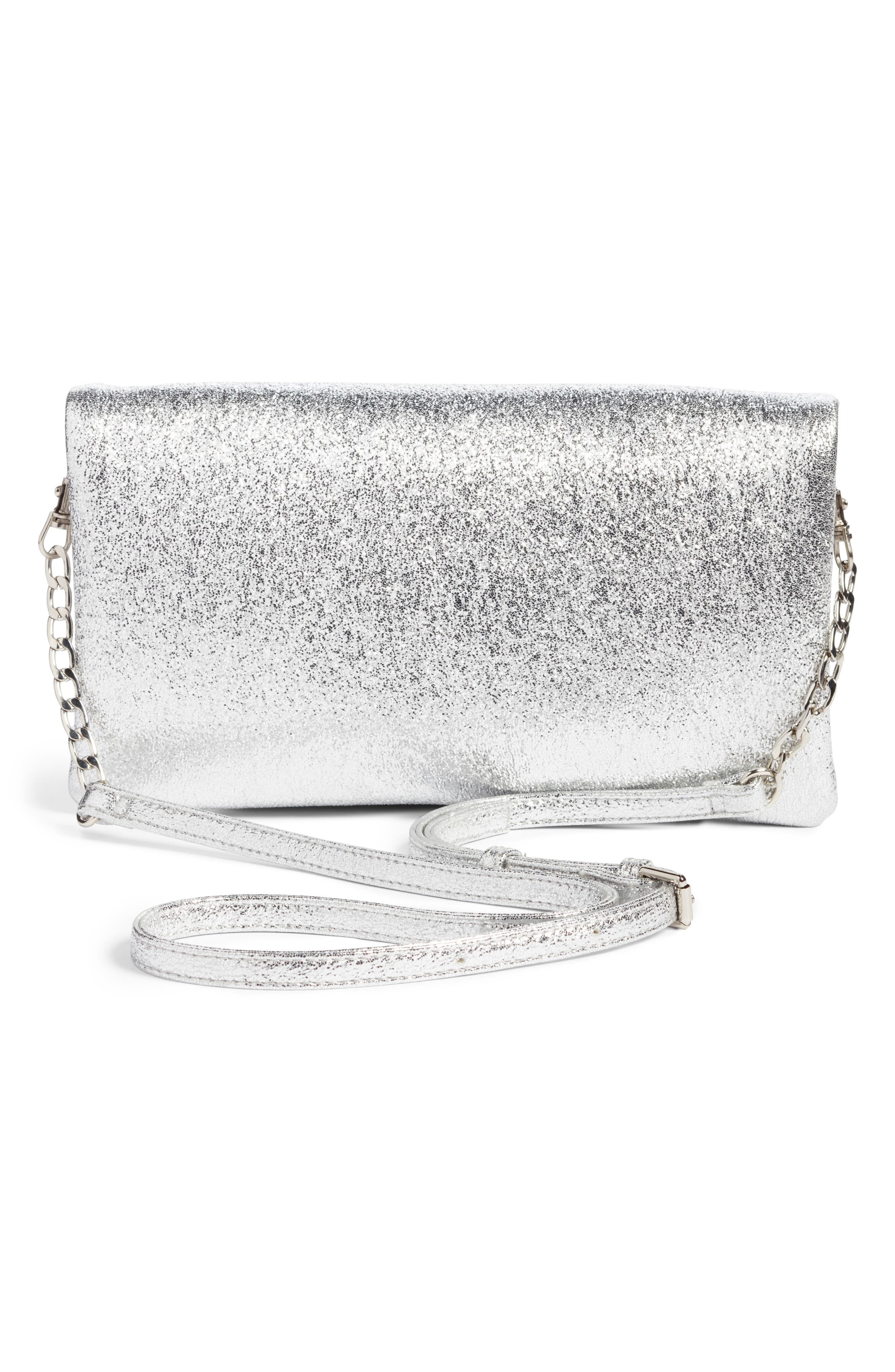 Sole Society Maci Crinkle Faux Leather Foldover Clutch, Alternate, color, 