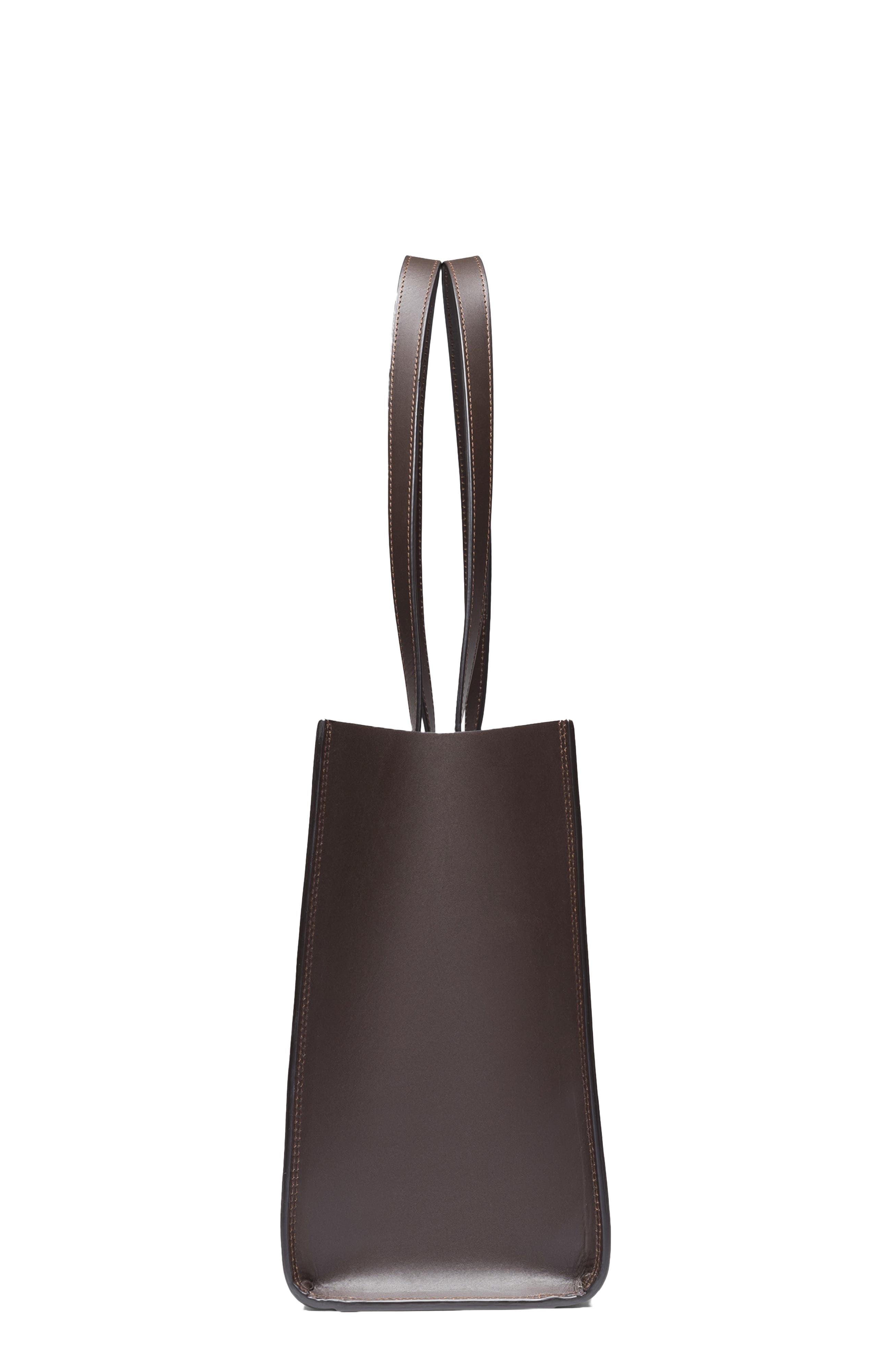 HYER GOODS Luxe Doubleface Leather Laptop Tote Bag, Alternate, color, Dark Chocolate