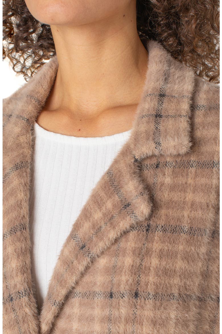 Coatigan Open Front Cardigan Sweater, Alternate, color, CAMEL CREAM PLAID