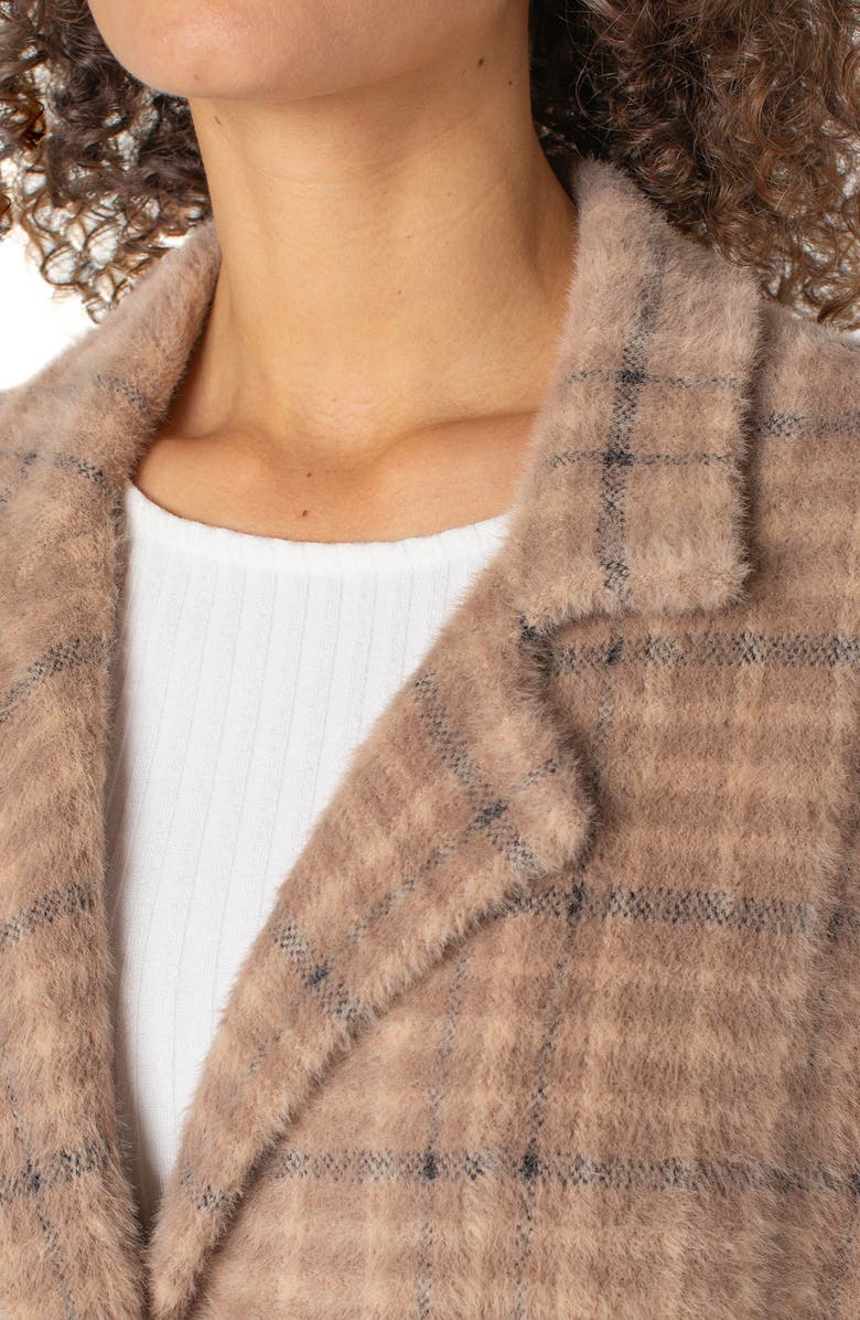 Liverpool Los Angeles Coatigan Open Front Cardigan Sweater, Alternate, color, Camel Cream Plaid