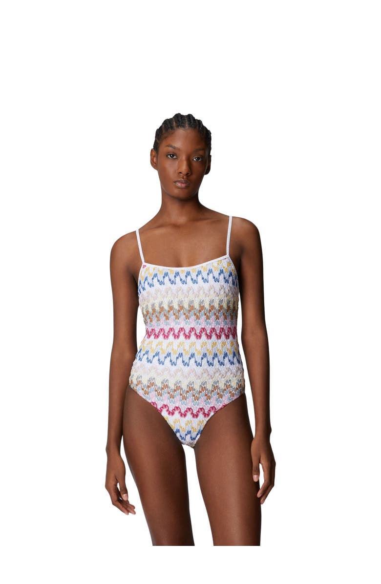 Missoni One-piece Swimsuit In Lamé Viscose Lace, Main, color, White Multi