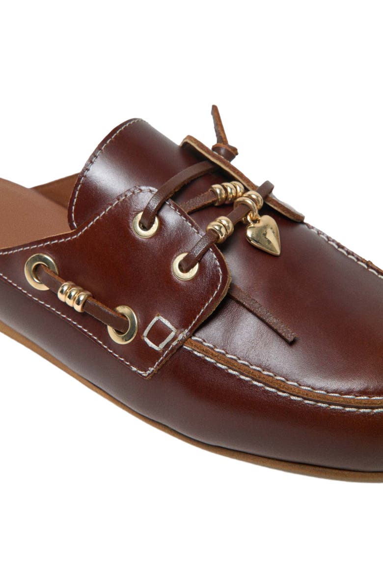 maje Leather boat mules, Alternate, color, Cognac Brown