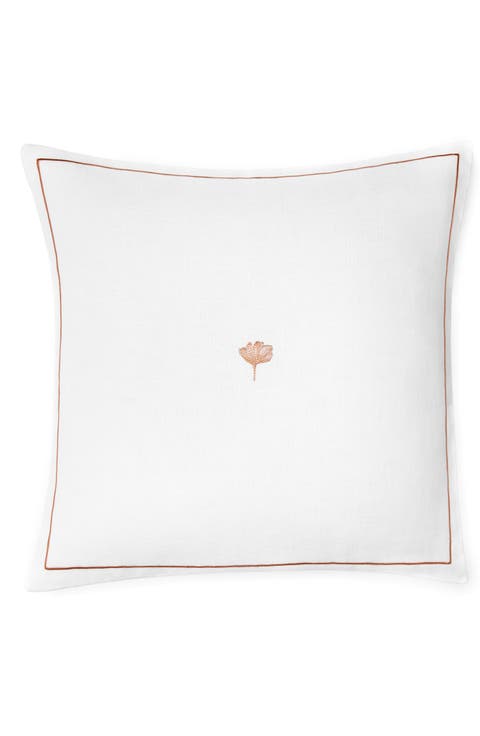 Ginkgo Embroidered Linen Accent Pillow
