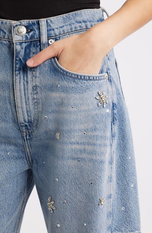 Rag & Bone Charlie Flower Crystal High Waist Ankle Barrel Jeans In Blue