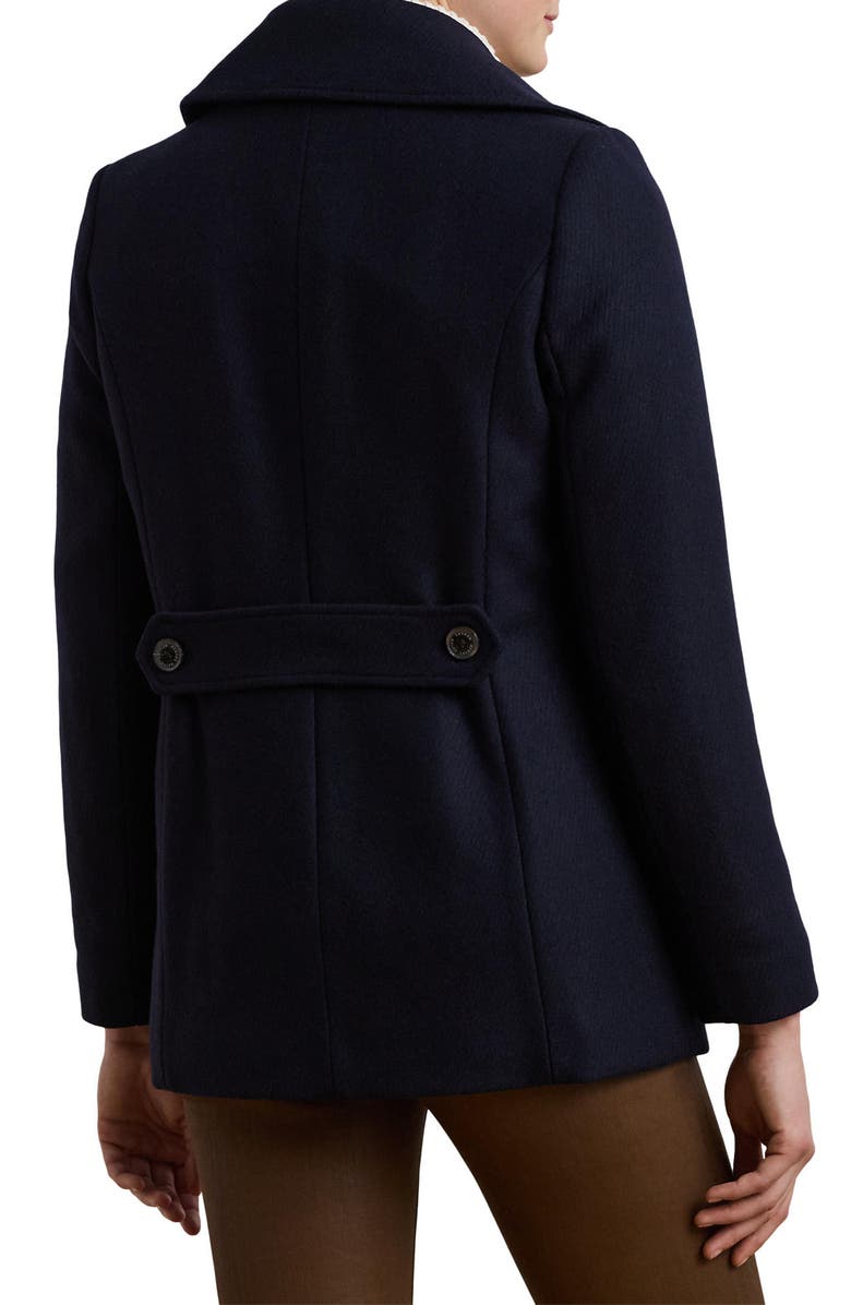 Lauren Ralph Lauren Wool Blend Twill Peacoat, Alternate, color, Regal Navy
