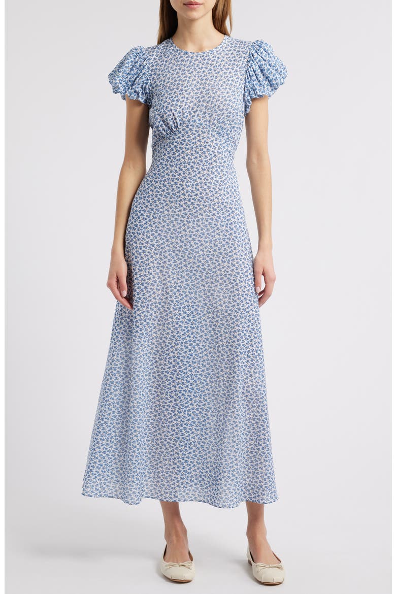 Romina Floral Organic Cotton Maxi Dress, Main, color, CORNFLOWER HILLSIDE BLOOM