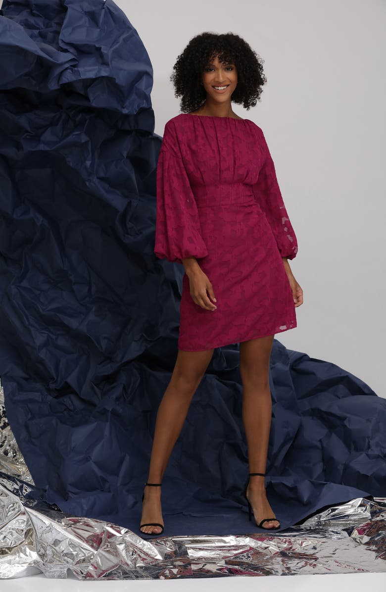 Maggy London Balloon Sleeve Jacquard Sheath Dress, Alternate, color,