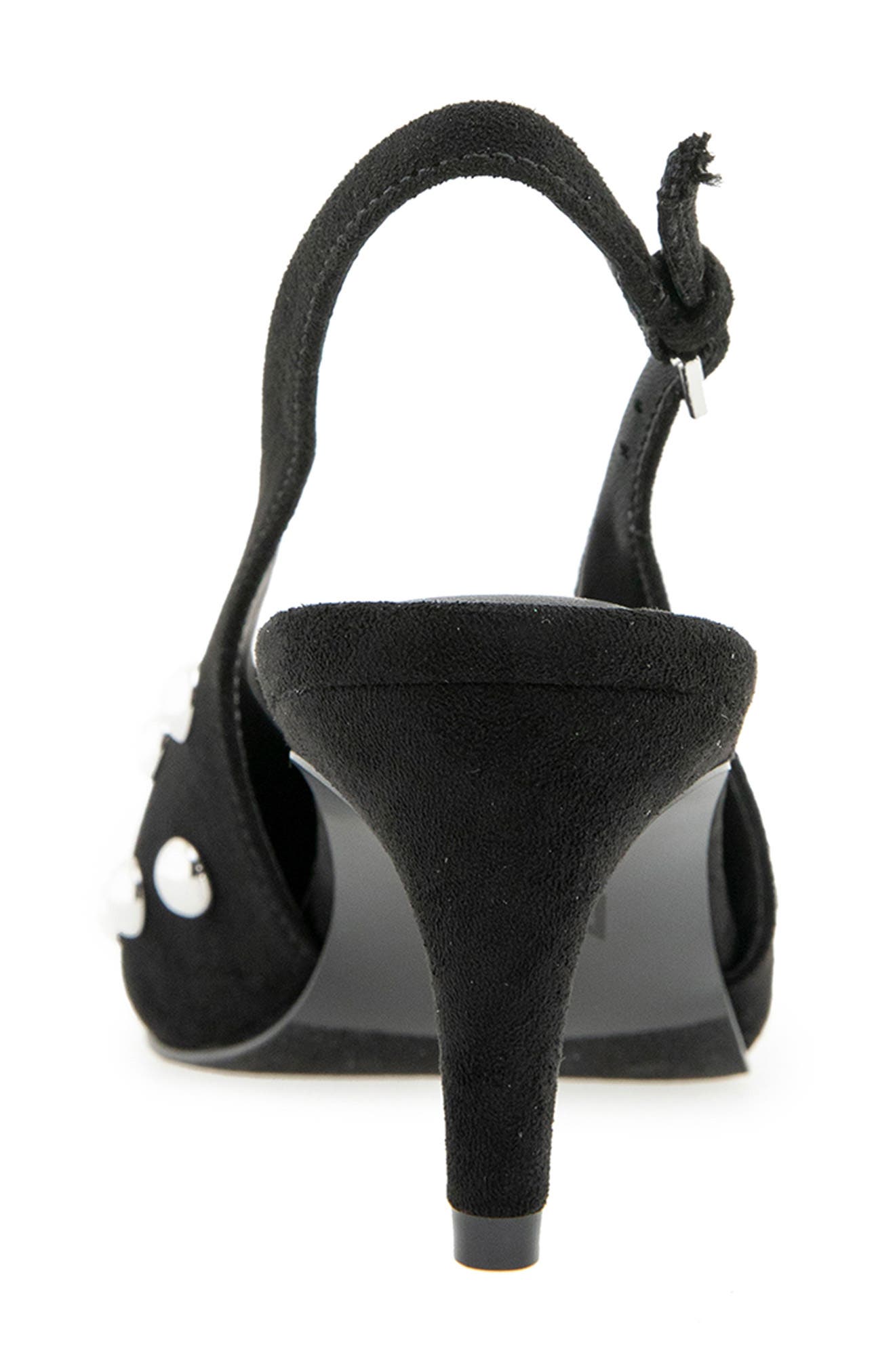 Leena Studded Slingback Pump, Alternate, color, BLACK FAUX SUEDE