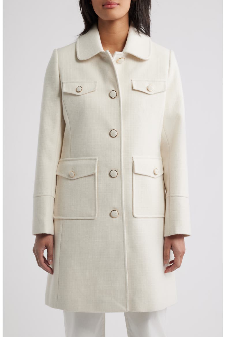 Textured Flap Pocket Coat, Alternate, color, IVORY