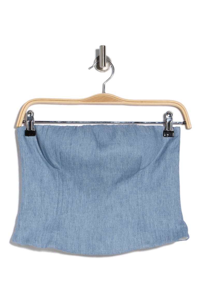 Jillian Strapless Bustier Crop Top, Alternate, color, LIGHT INDIGO