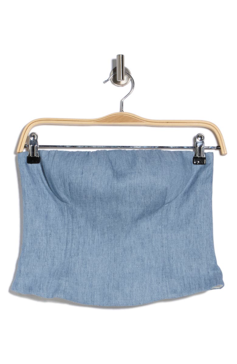 TWP Jillian Strapless Bustier Crop Top, Main, color, Light Indigo