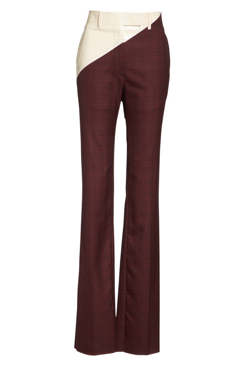 205W39NYC Coated Panel Wool & Silk Pants, Alternate, color, BURGUNDY BLACK RED CREAM