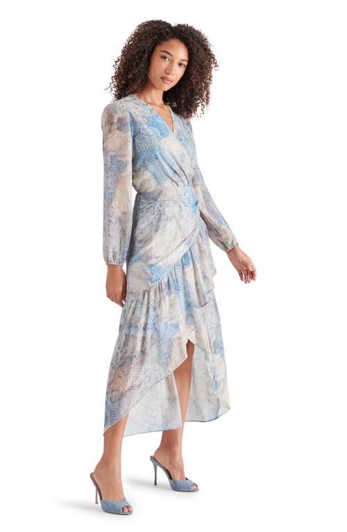STEVE MADDEN STEVE MADDEN RENATA ABSTRACT SNAKESKIN PRINT METALLIC STRIPE LONG SLEEVE DRESS