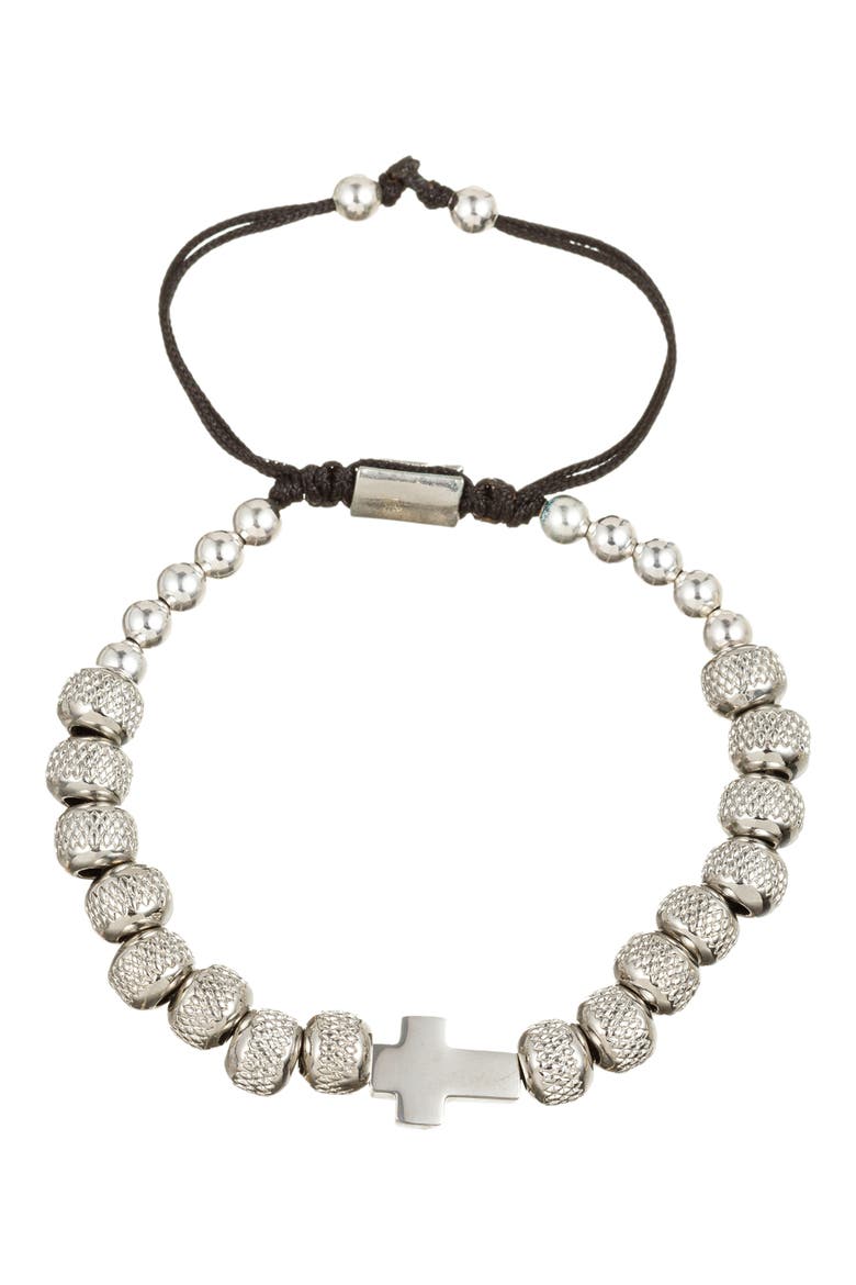 Men's Sivan Beaded Ball Slide Bracelet, Main, color, SILVER