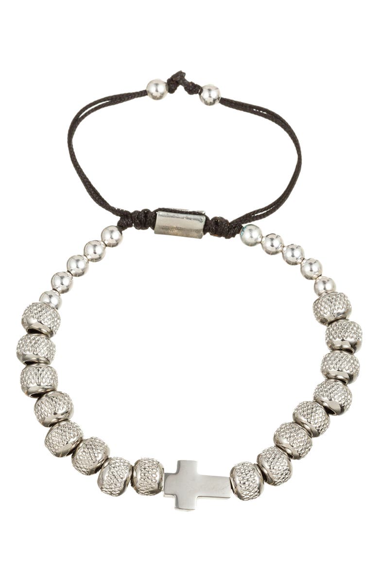 EYE CANDY LOS ANGELES Men's Sivan Beaded Ball Slide Bracelet, Main, color, Silver