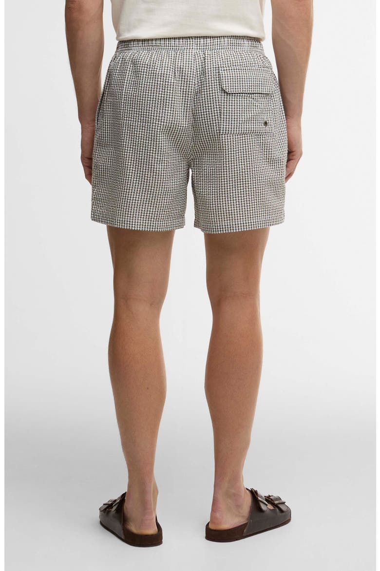 Gingham Seersucker Swim Trunks, Alternate, color, OLIVE