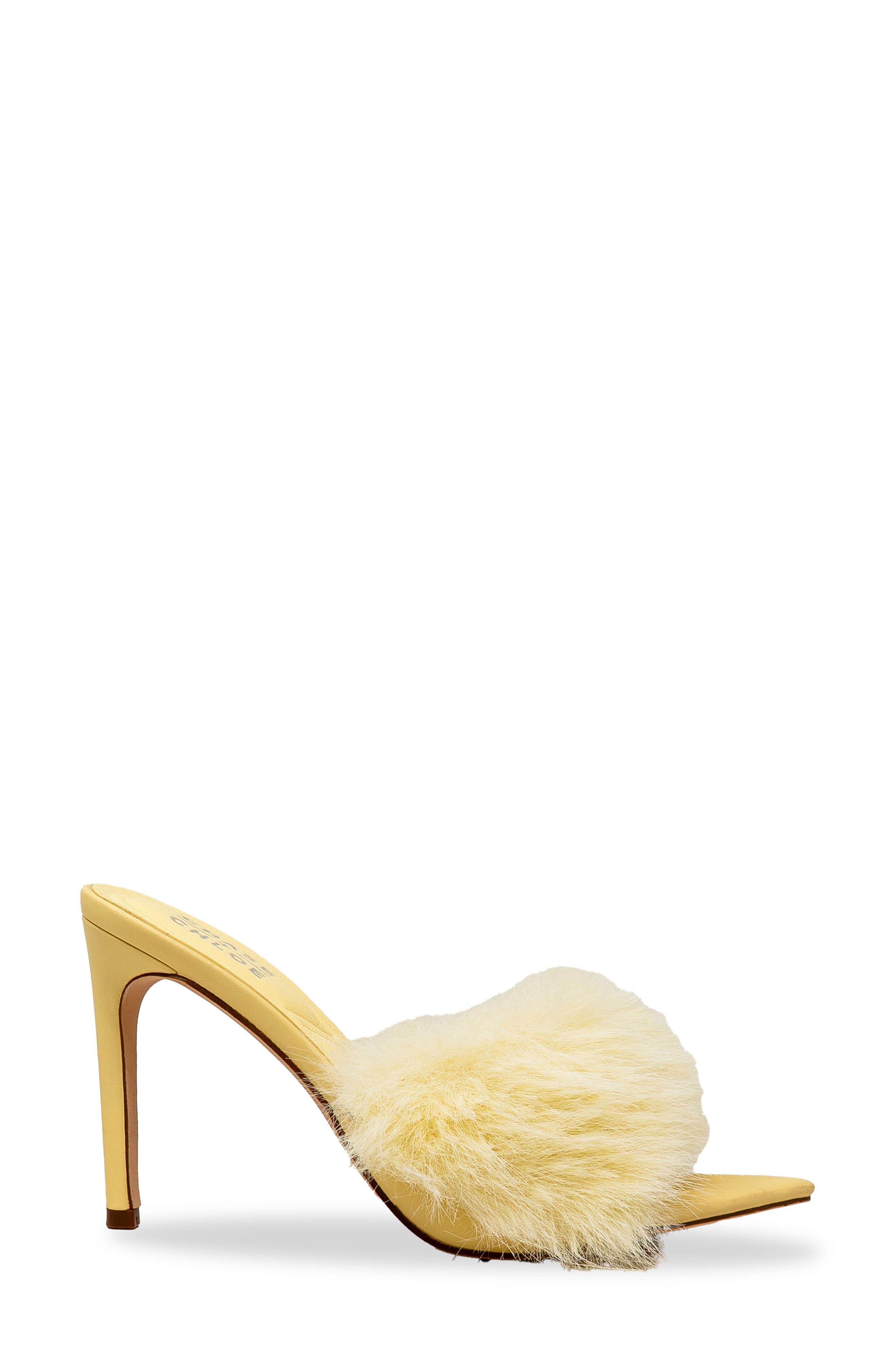 Faux Fur Stiletto Mule Sandal, Alternate, color, YELLOW
