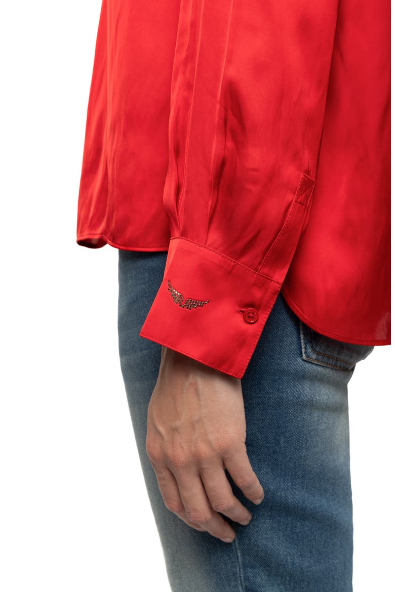 Tink Satin Blouse, Alternate, color, LOVE