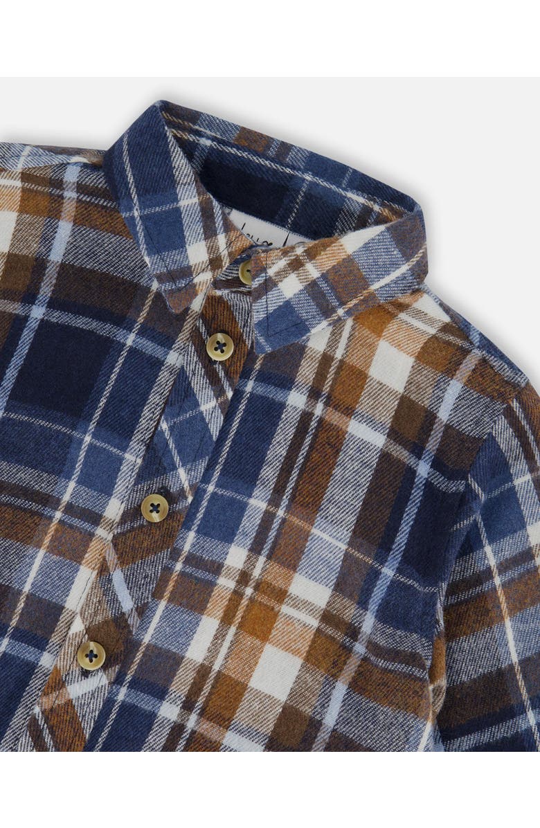 Deux par Deux Boy's Long Sleeve Button Down Shirt Plaid Blue And Hazel, Alternate, color,