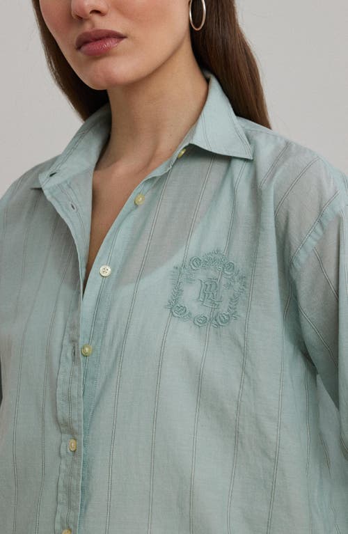 RALPH LAUREN LAUREN RALPH LAUREN STRIPE OVERSIZE COTTON BUTTON-UP SHIRT 