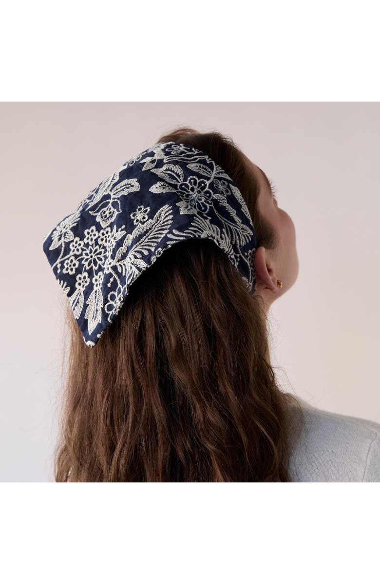 Lele Sadoughi Jackie Embroidered Eyelet Handkerchief Headband, Alternate, color, Navy Garden 400