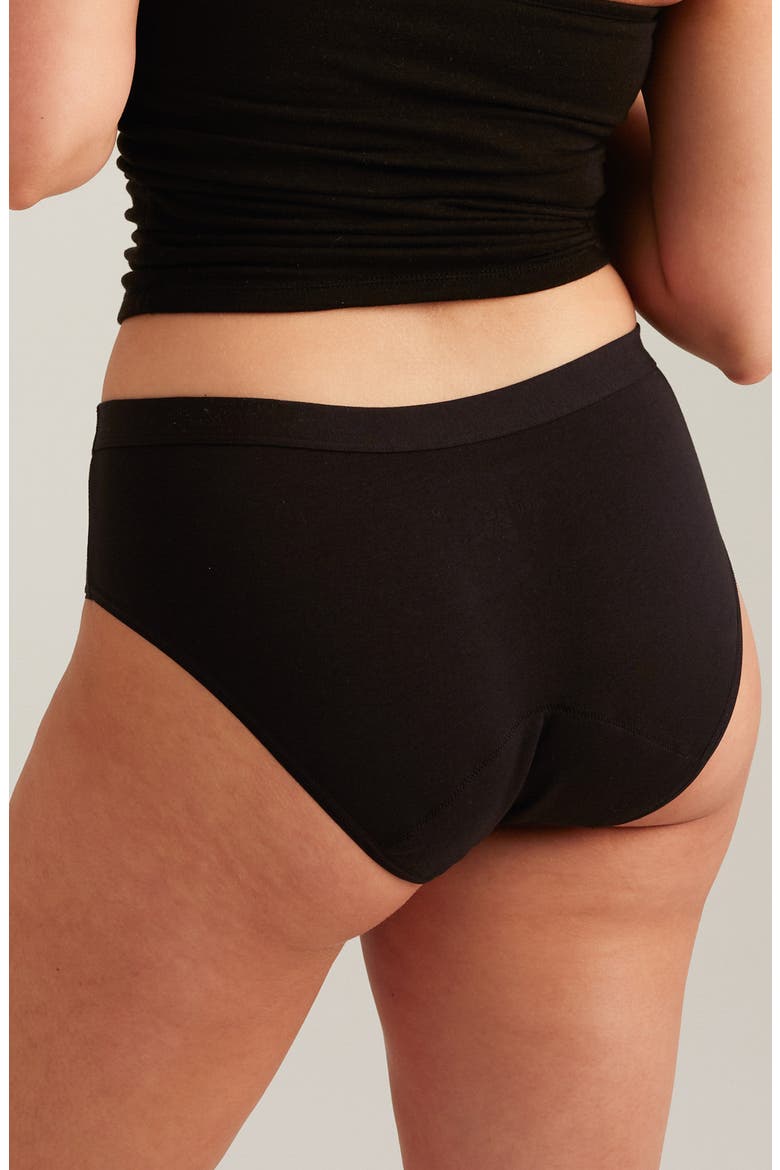 Period & Leakproof High Absorbency Stretch Cotton Briefs, Alternate, color, BLACK