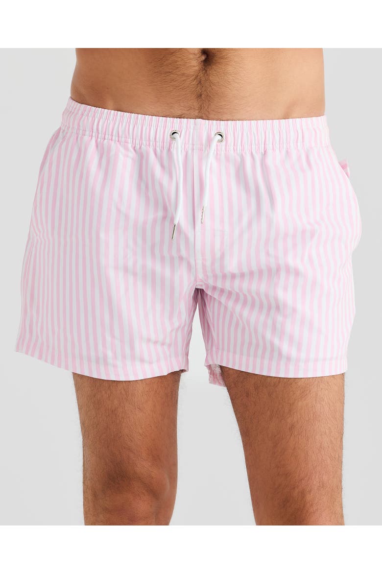 Hvar Stretch Swim Short, Main, color, Pink Pin Stripe