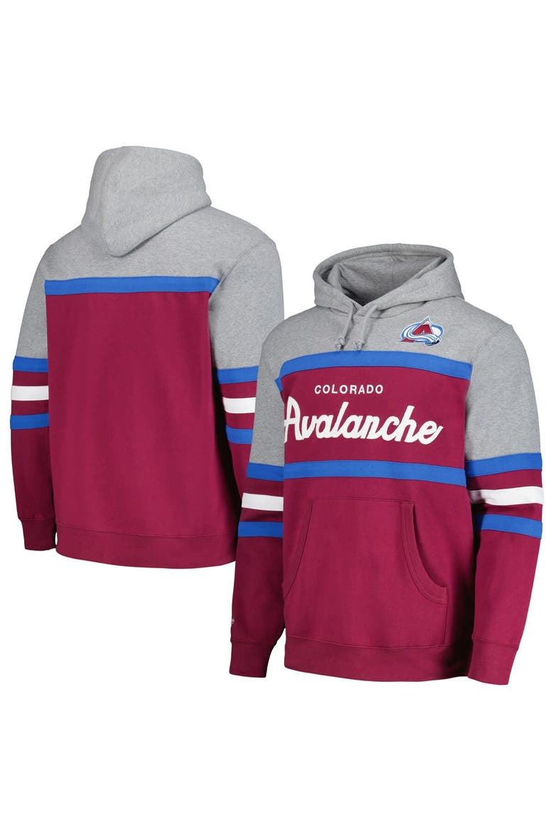 Men's Mitchell & Ness Burgundy/Gray Colorado Avalanche Head Coach Pullover Hoodie, Alternate, color, Burgundy