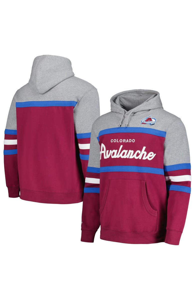 Mitchell & Ness Men's Mitchell & Ness Burgundy/Gray Colorado Avalanche Head Coach Pullover Hoodie, Alternate, color, Burgundy
