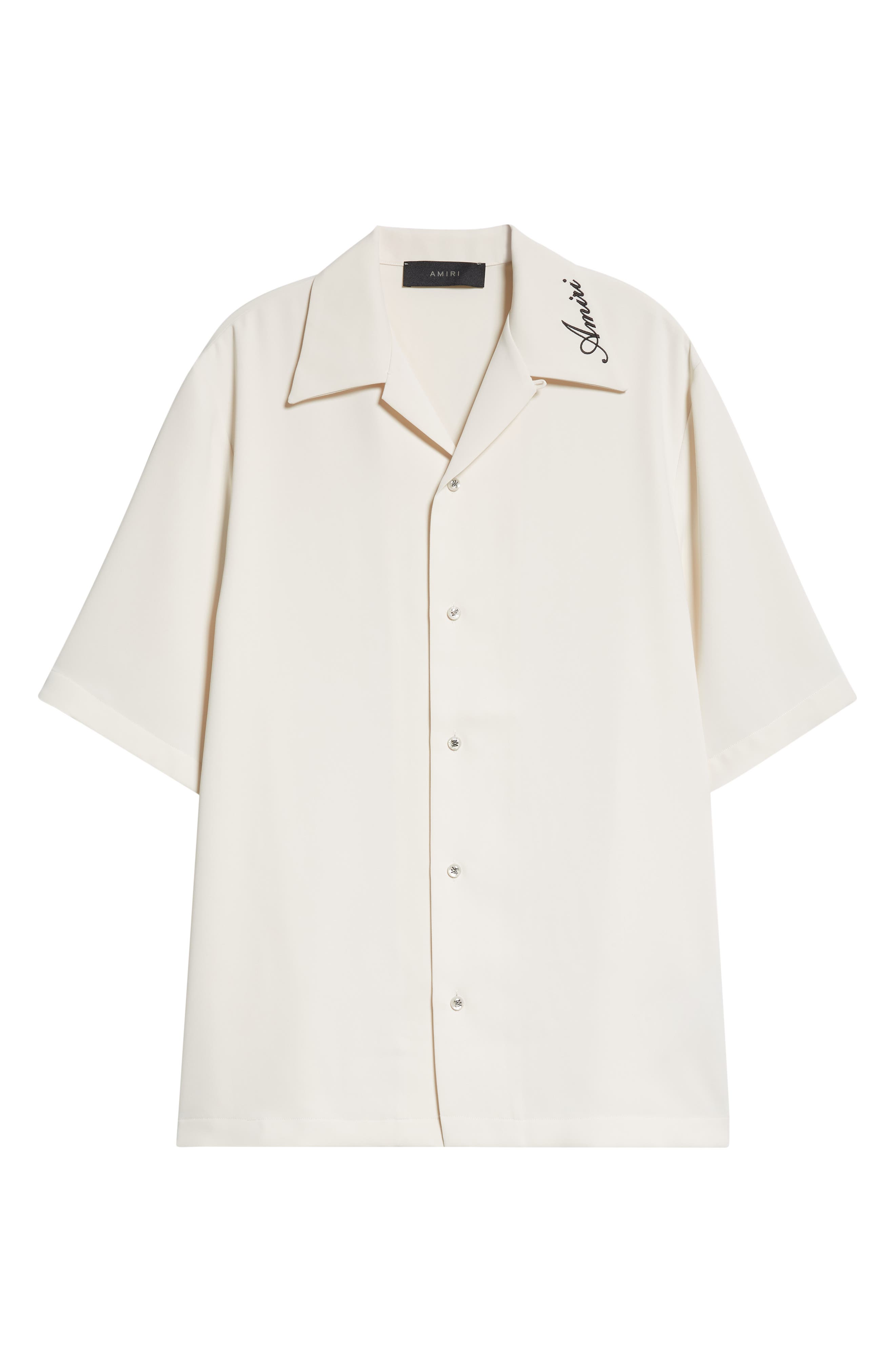 Amiri Quad Jacquard Bowling Shirt In Beige O Tan
