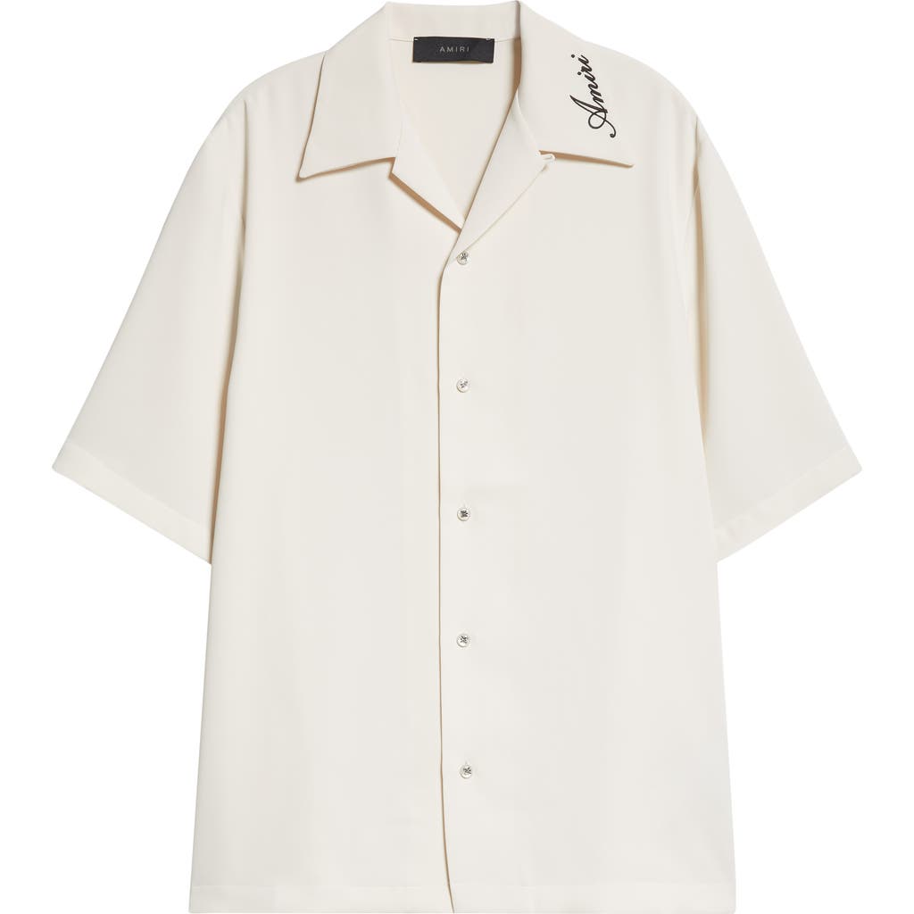 Amiri Quad Jacquard Bowling Shirt In Beige O Tan